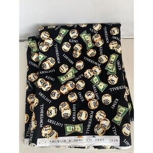 Shamash vtg Powerball Keno Lottery fabric panel 2 yrds